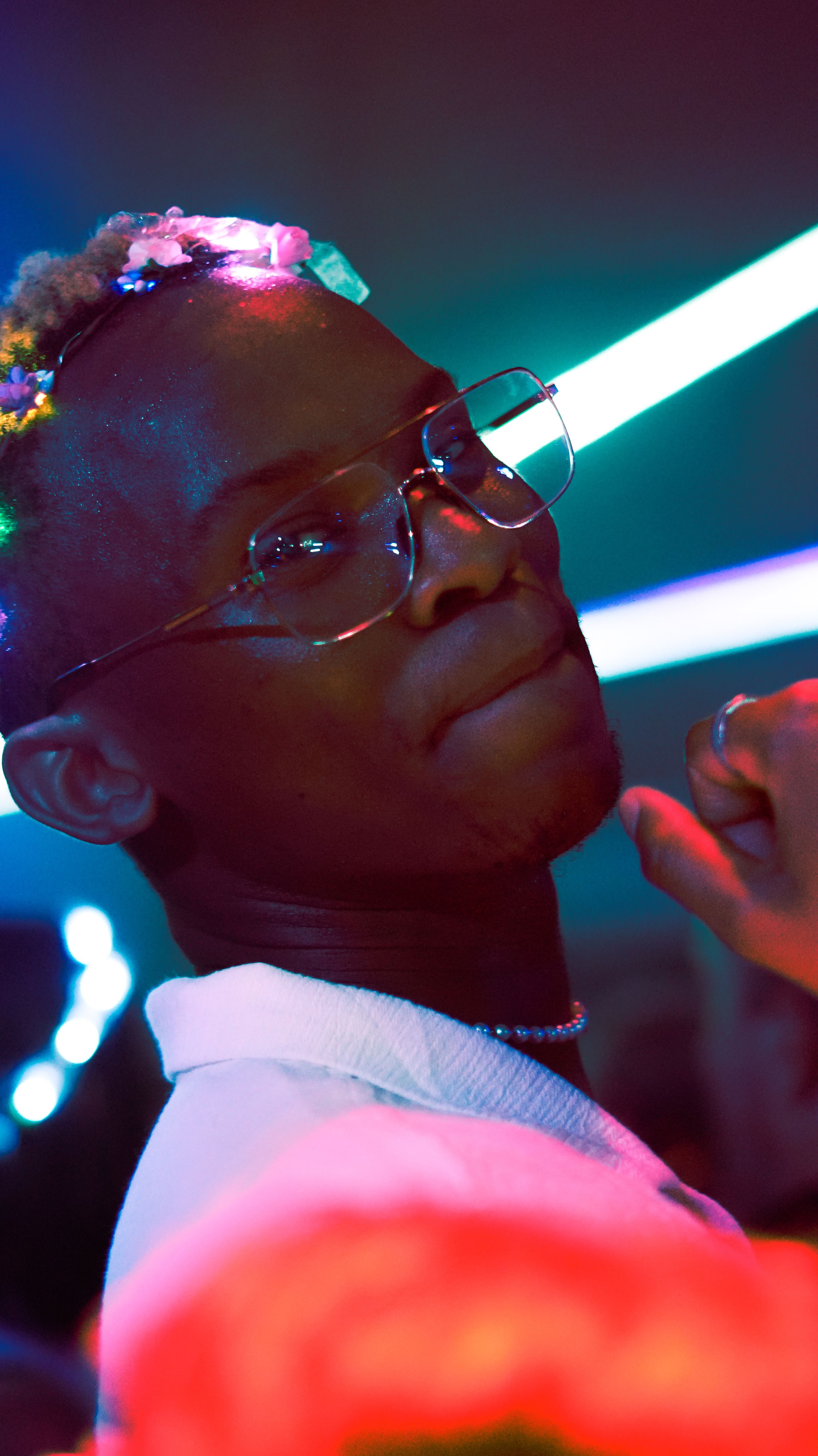 Neon portrait at tech event